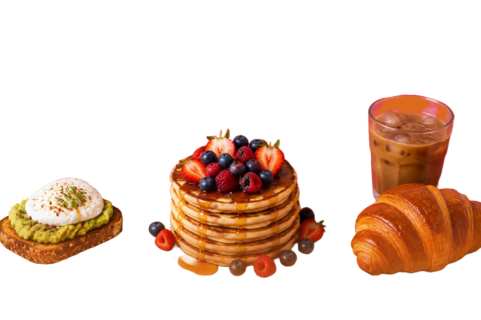 Sélection brunch du monde de Maïda : tartine, viennoiserie et café gourmand.